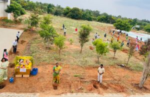 For Tree Day, Student planted a tree at PCET in Coimbatore.