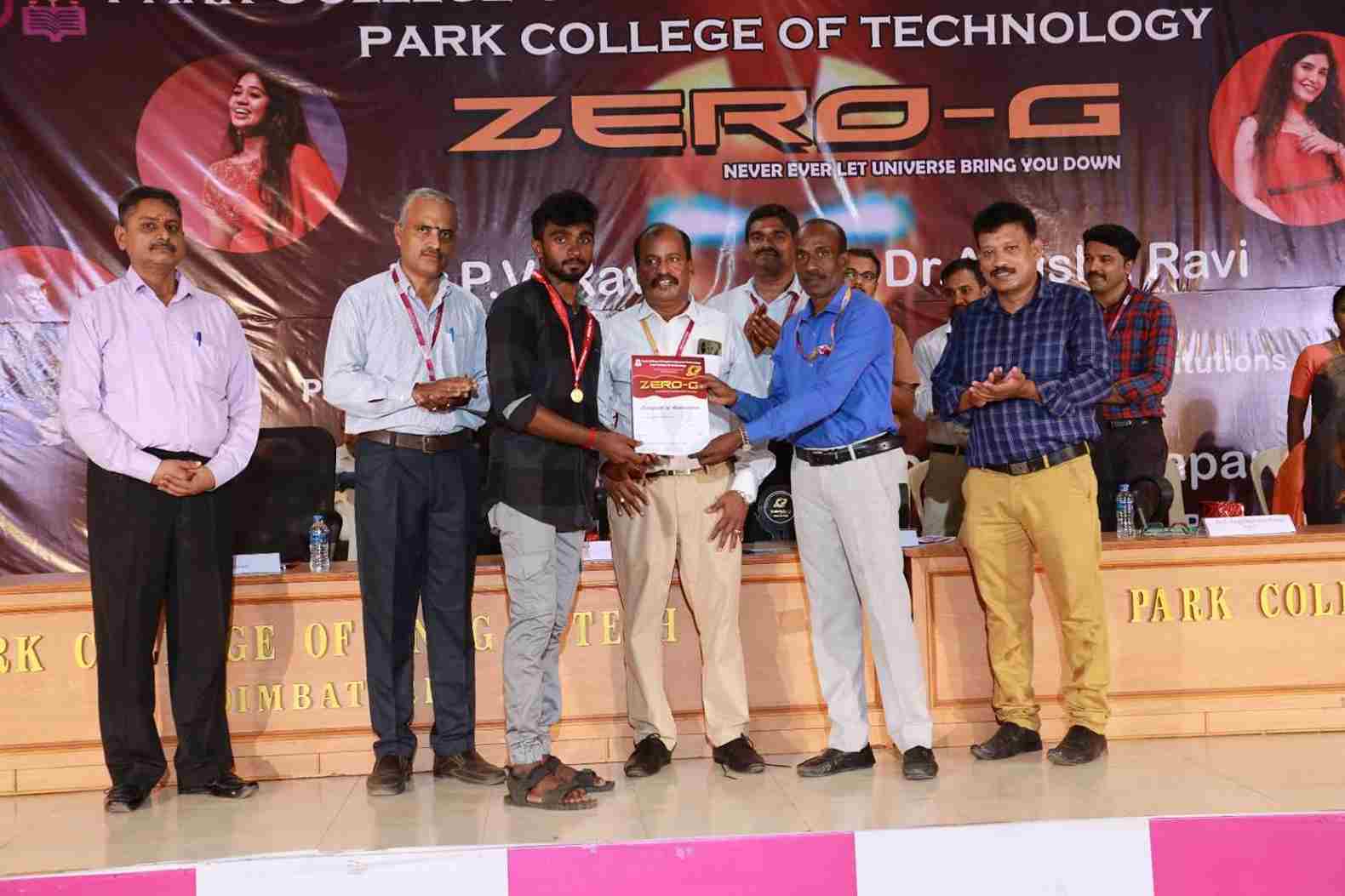 Honoring Prize at Zero-G Intercollegiate Cultural Fest in PCET