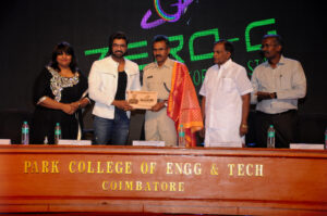 Mr. Arun Vijay presented a gift to Mr. Sundarakumar at the annual day at PCET