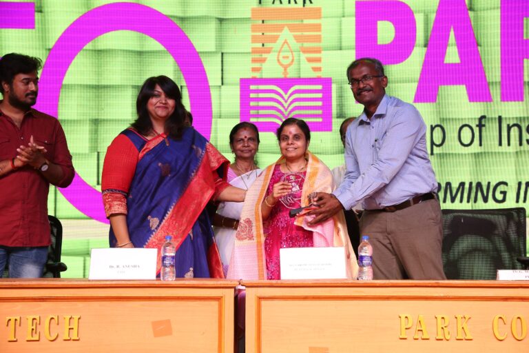 Mrs. Anusha Ravi conducted the shawl ceremony for Vaikom Vijayalakshmi during the Annual Day event at PCET Mrs. Anusha Ravi conducted the shawl ceremony for Vaikom Vijayalakshmi during the Annual Day event at PCET