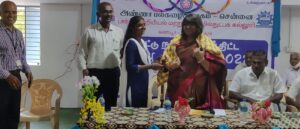 Students honoring CEO of Park College at NSS camp, Unjappalayam